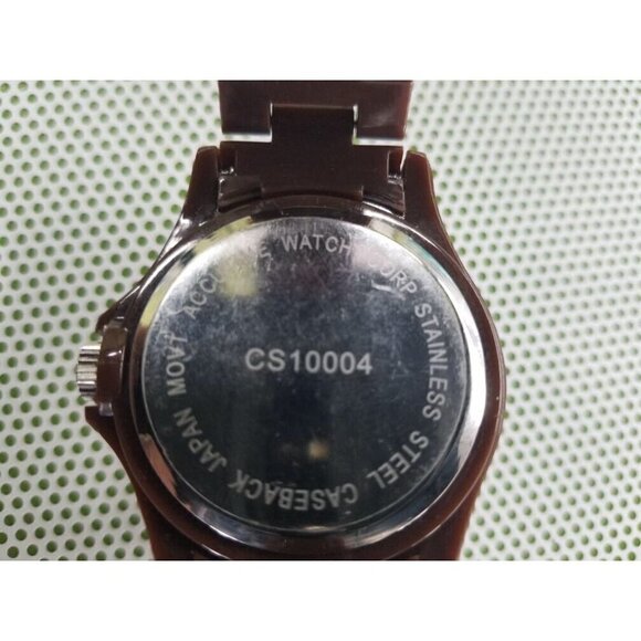 Accutime Women Watch Brown Tone Plastic Rotating Bezel Japan Movement Watch - Picture 3 of 4
